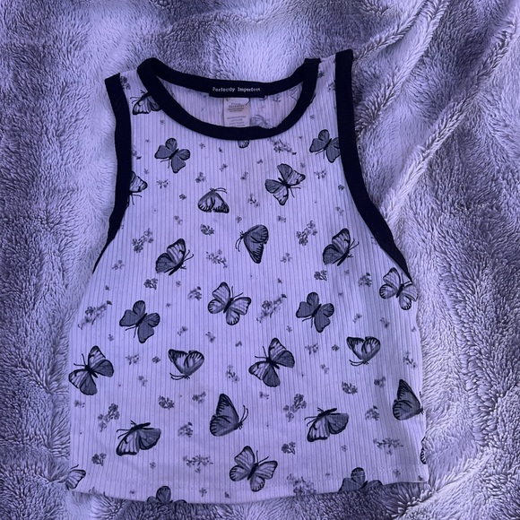 Perfectly Imperfect- Black and White butterfly tank - Picture 3 of 3